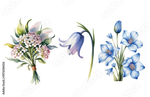 Dreamy floral composition with white calla lily and gentle wildflower clusters.