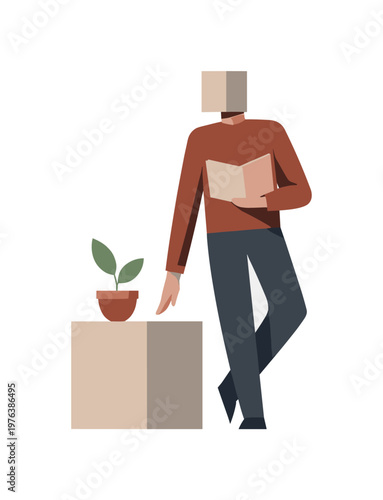 Conceptual understanding strengthens as remaining elements settle into a clearer arrangement. Stylized editorial character