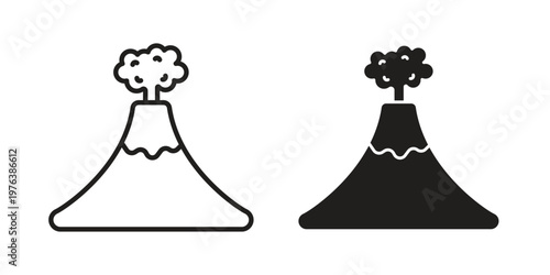 Volcano icon silhouette. Editable stroke. Line vector illustration design
