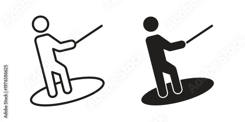 Wakeboarding icon silhouette. Editable stroke. Line vector illustration design