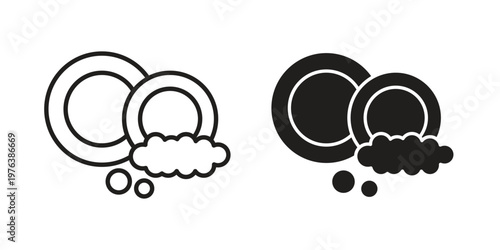 Washing dishes icon silhouette. Editable stroke. Line vector illustration design