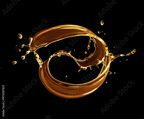 Swirling splashes of fresh water isolated on black background. Generative AI