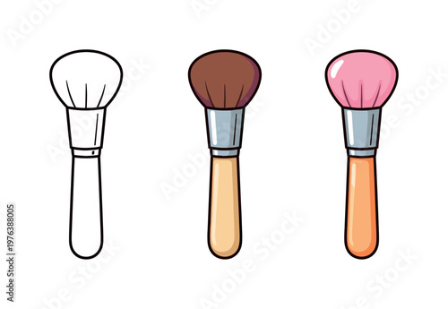 Daily maintenance action captured through a soft makeup applicator brush head with handle, same geometry repeated side by side in