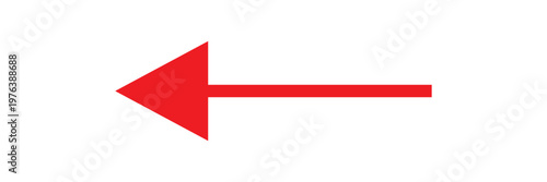 Red arrow icon on white background. Flat style. Long arrow symbol for web site design, logo, app, UI. Red arrow indicated the direction symbol. Long arrow sign.
