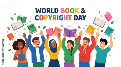 vector of people group celebrating "World Book and Copyright Day" 002