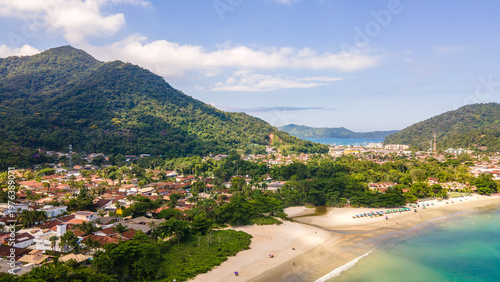 Beach and town coastline aerial