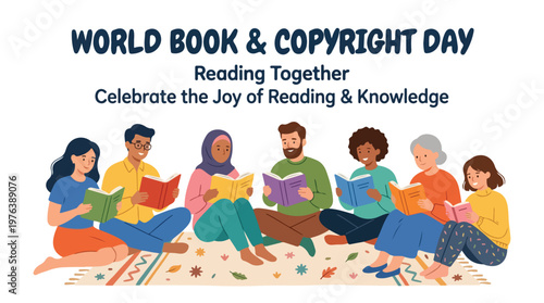 vector of people group celebrating "World Book and Copyright Day" 001