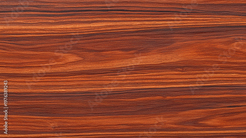 Close up of a polished piece of palisander wood displaying its rich reddish brown color and fine grain pattern creating a warm and natural looking texture.
