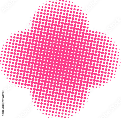 Pink Halftone Dot Pattern Cross Shape Illustration
