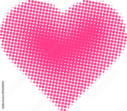 Pink Halftone Dot Heart Symbol Isolated on White Background