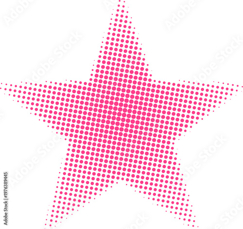 Pink Halftone Star Dotted Illustration on White Background