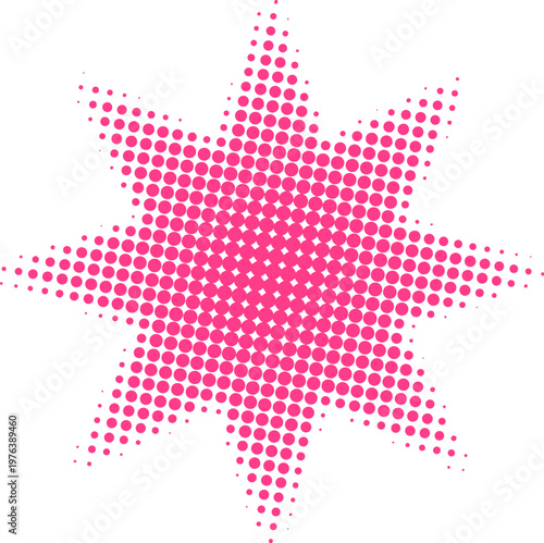 Pink Halftone Dotted Star Shape Design Element Isolated on White