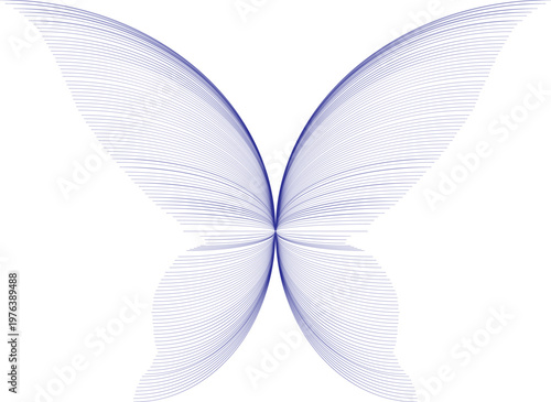 Abstract Blue Butterfly Linear Vector Art Illustration