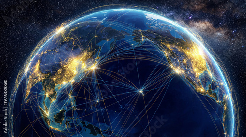 Tableau sur toile A stunning visual representation of global connections and networks on a beautif