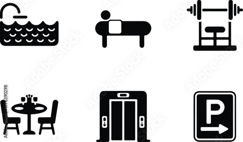 Hotel Silhouette Icon Hospitality Building Outline Design