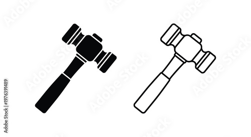 Two gavel icons one solid black and one outline a striking silhouette