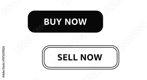 Two button options buy now and sell now in stark contrast silhouette