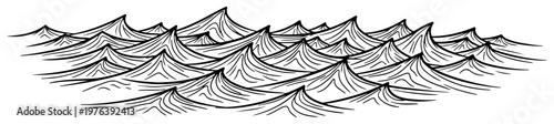 Stylized repeating ocean waves pattern in vintage engraving style