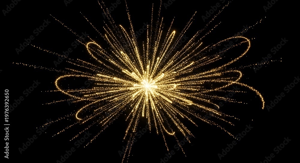 Obraz premium Vibrant golden fireworks exploding in the night sky with bright light
