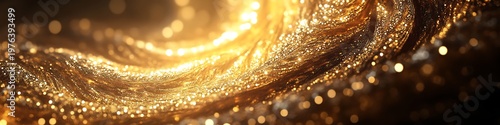 A shimmering golden abstract background with bokeh effects 
