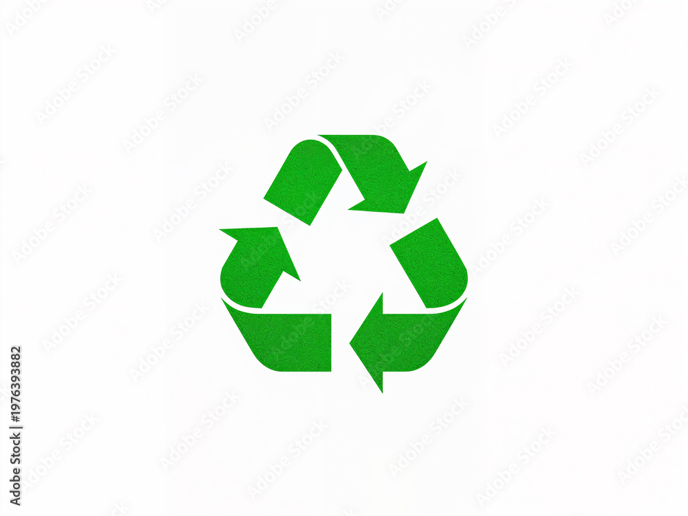Obraz premium Green recycling symbol showing arrows on a white background