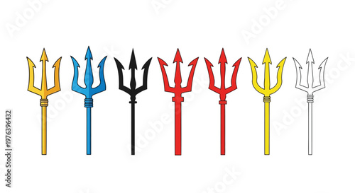 Colorful Trident and Outline Collection weapon mythology