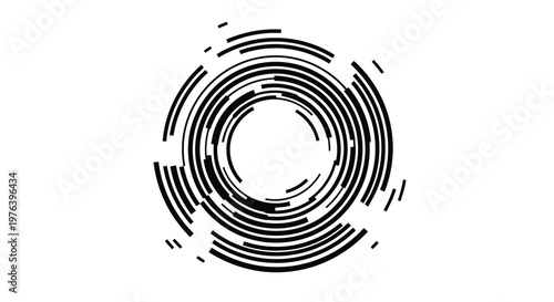 Concentric Black Circular Segments on White whisk illustration