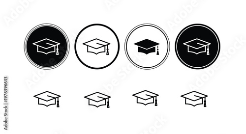 Graduation Cap Icons Set whisk illustration