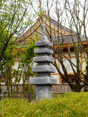 Japanese stone lantern in the garden