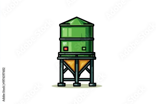 Industrial Green Water Tower