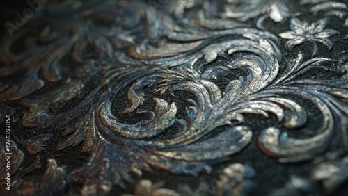 Vintage Ornate Metalwork Closeup