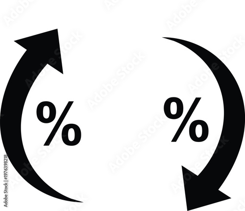 Black arrows with percent signs white