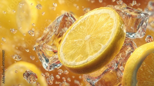 Icy Fresh Lemons in Ice Water
