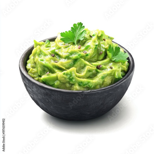 Fresh Avocado Guacamole in a Bowl
