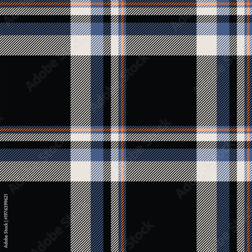 Template check textile background, machinery vector fabric texture. Trend seamless pattern plaid tartan in black and white colors.