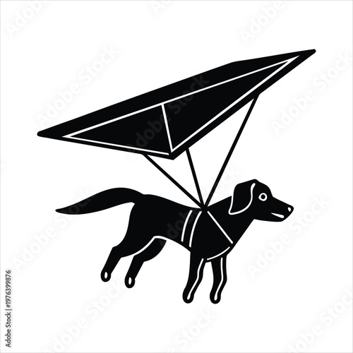  Flying Dog Hang Gliding Silhouette Vector