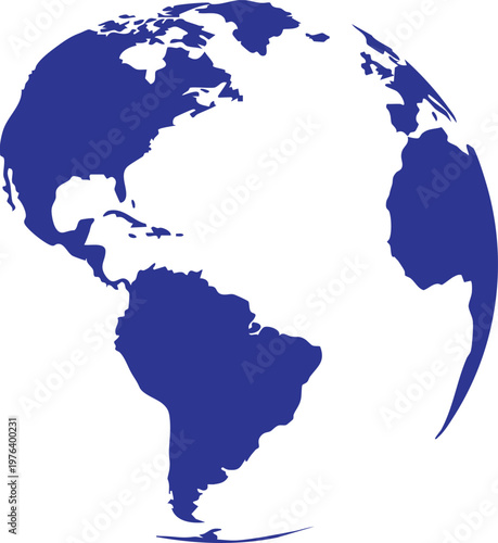 Blue globe showing americas on white background earth