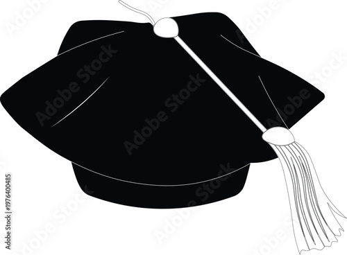 Silhouette of a doctoral tam isolated on a white background vector illustration. 