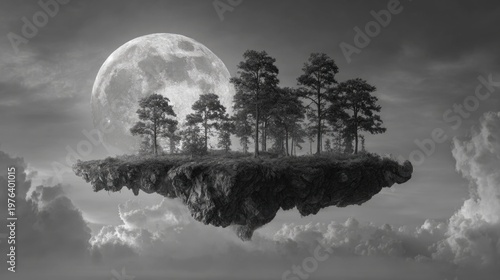 Moonlit Island in the Clouds