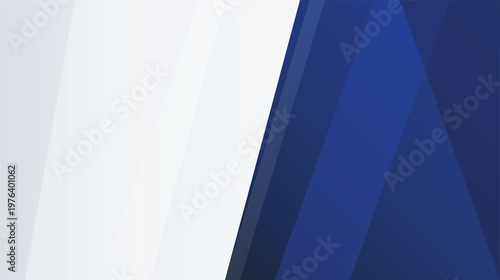 Abstract geometric background with blue diagonal shapes, modern corporate vector illustration, professional white and navy blue presentation backdrop