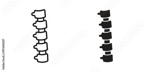 Spine Bone icon clipart symbol isolated on white background. Flat and stroke designs.