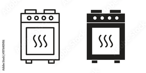 Stove icon clipart symbol isolated on white background. Flat and stroke designs.