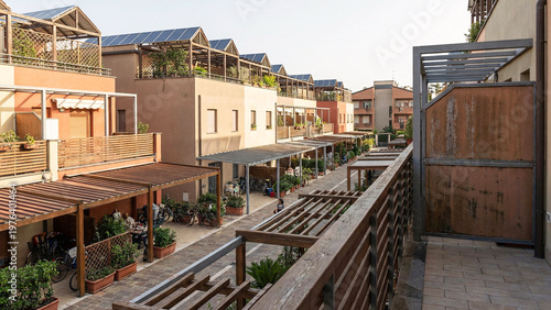 Contemporary Townhouse Courtyard in Naples Italy With Solar Equipped Roof Terraces and Sheltered Pedestrian Paths, Urban Housing, Sustainable Residential Architecture