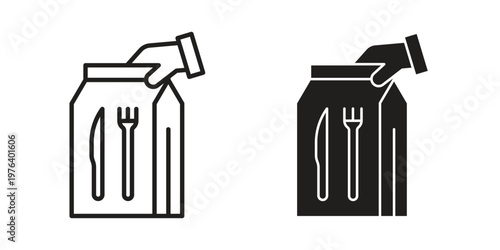 Take away icon clipart symbol isolated on white background. Flat and stroke designs.