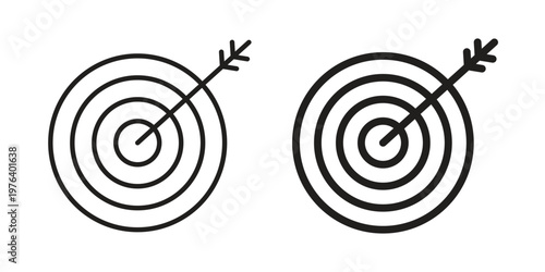 Target icon clipart symbol isolated on white background. Flat and stroke designs.