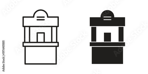 Ticket office icon clipart symbol isolated on white background. Flat and stroke designs.
