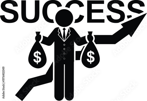 Business person holding money bags representing financial growth and professional success in the workplace