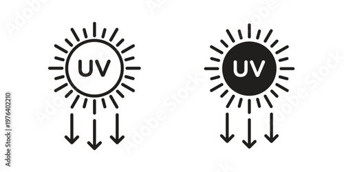 UV icon clipart symbol isolated on white background. Flat and stroke designs.