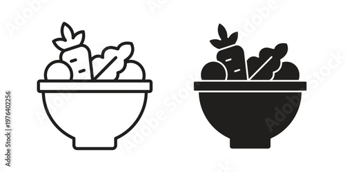 Vegetables icon clipart symbol isolated on white background. Flat and stroke designs.