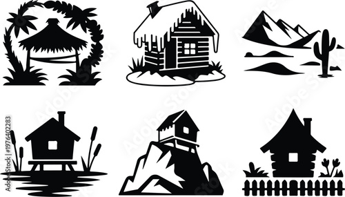 Hut Silhouette Icon Small House Outline Simple Design
